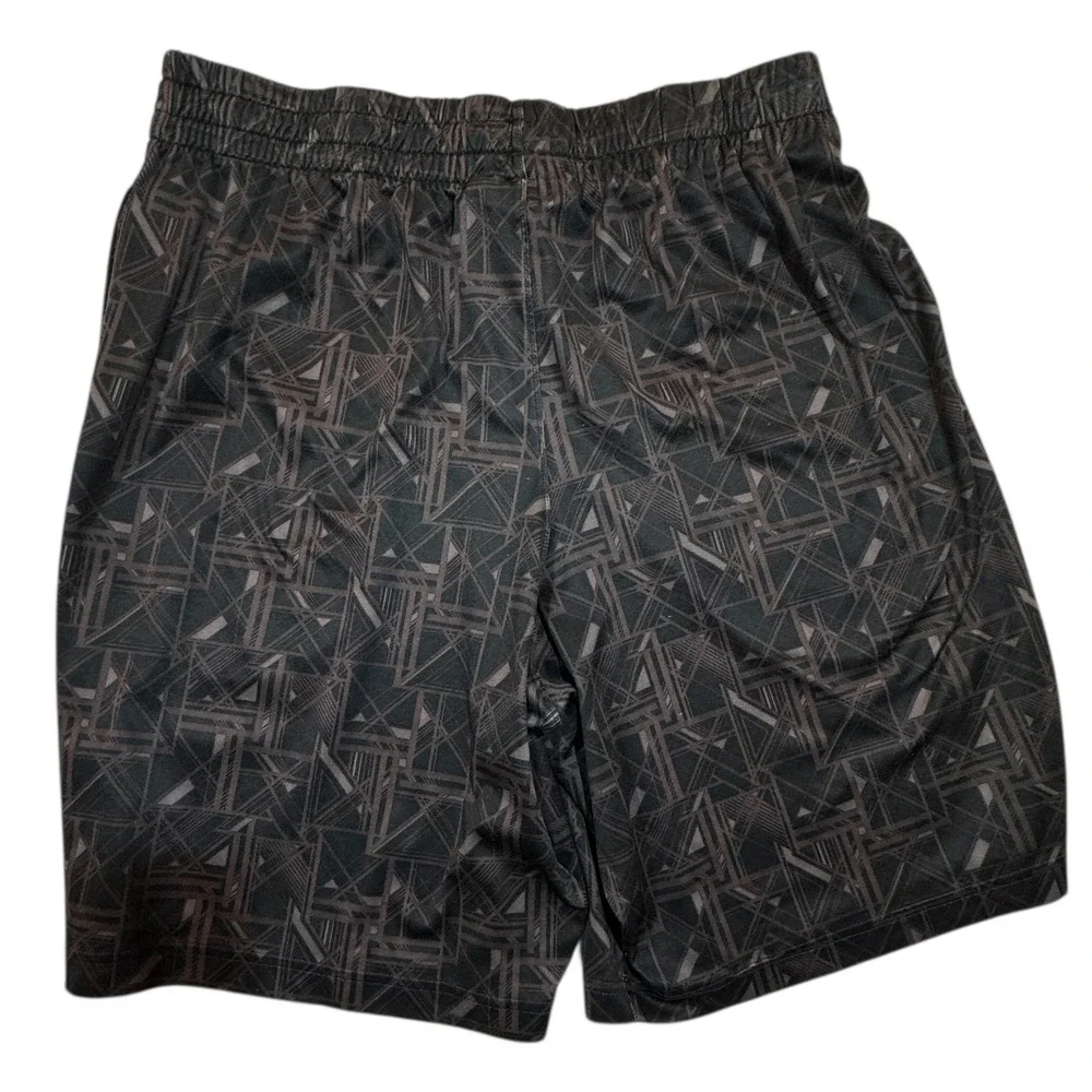 Under Armour Athletic Shorts Men's Large Black Geometric Print Loose Fit Retro